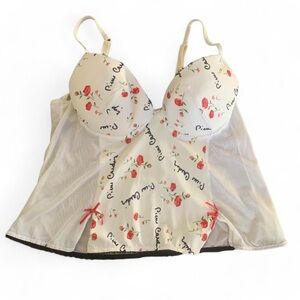 VINTAGE PIERRE CARDIN White with Rose & Logo Bustier